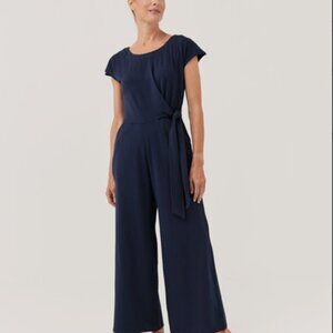 Pact Maritime Fit & Flare Refined Jumpsuit in Navy